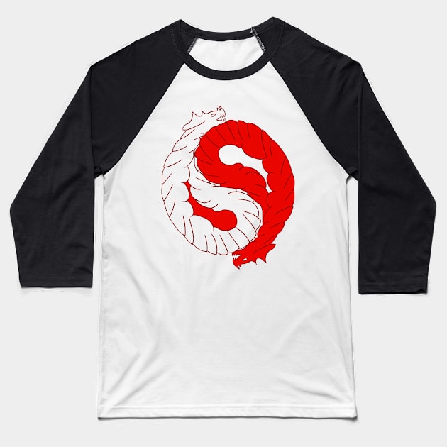 Yin-Yang Dragons Baseball T-Shirt by TheQueerPotato